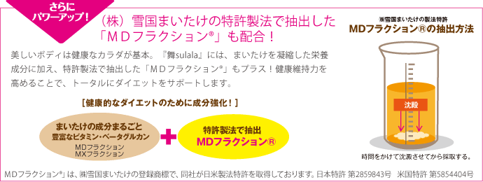 （株）雪国まいたけの特許製法で抽出した 「ＭＤフラクションR」も配合！